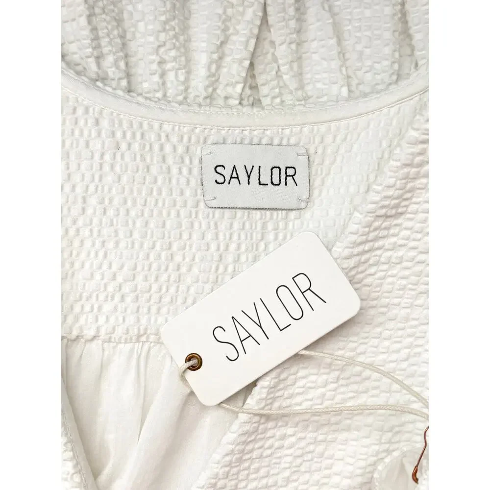 NWT Saylor Breton Seersucker Sailor Mini Dress Nautical Resort White Navy Small - Picture 5 of 5